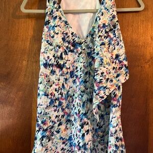 Ann Taylor White and Gray Blouse